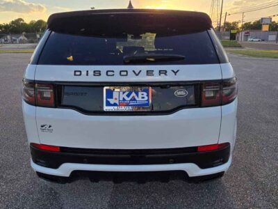Rear overview layout of 2022 Land Rover Discovery Sport showing dual integrated exhaust trim elements
